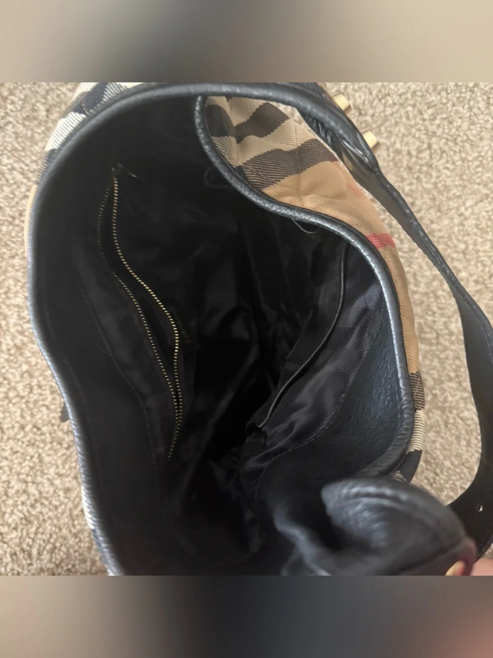 Vintage Burberry Haymarket Check Hobo Shoulder Bag